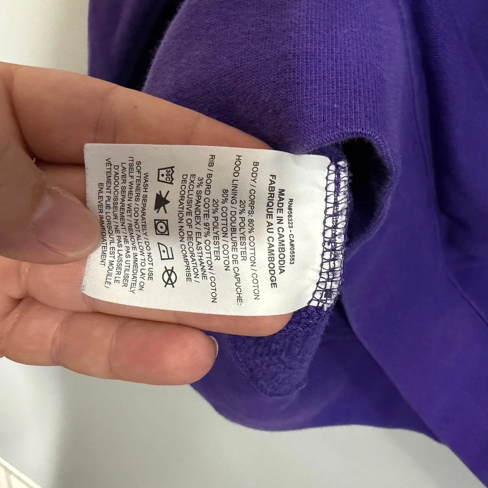 Jordan Air Mens Hoodie Purple Black Colorblock Jumpman Fleece Pullover Small